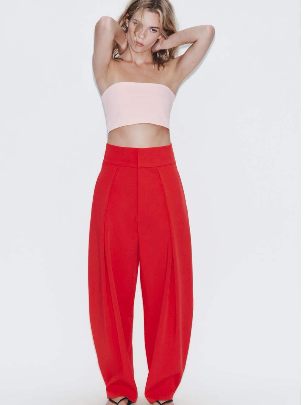 Zara Pleated Balloon Red Pants